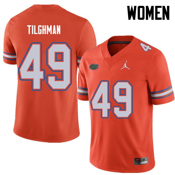 Jordan Brand Women #49 Jacob Tilghman Florida Gators College Football Jersey Orange